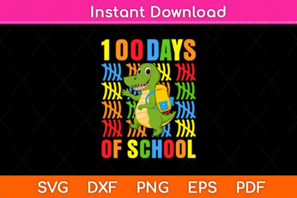 100 Days of School Dinosaur Svg Design