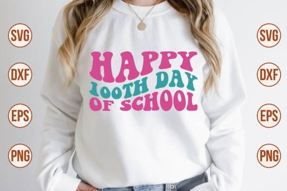 Happy 100th Day of School Retro SVG