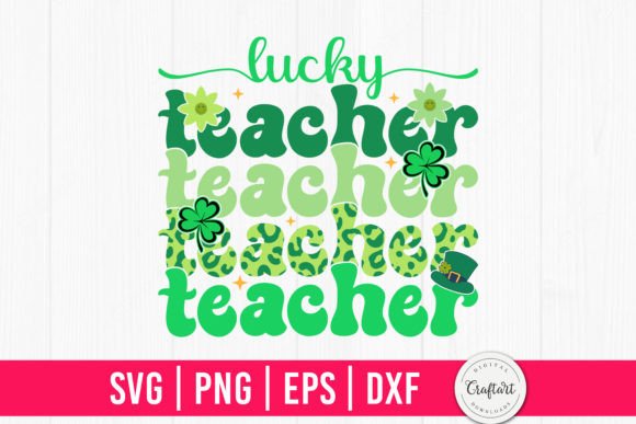 Lucky Teacher Retro Leopard Graphics & Crafts