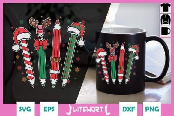 Merry Christmas Teacher Pencils SVG Graphics