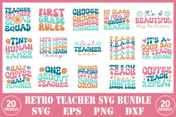 Retro Teacher Day Svg Bundle for Crafts and Graphics