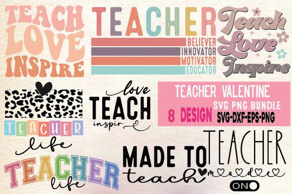 Teacher Valentine SVG PNG Bundle